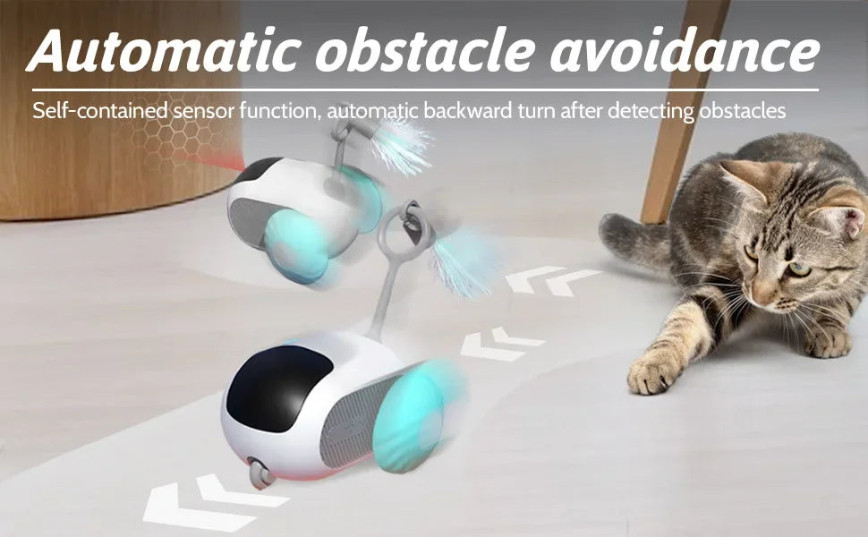 Automatischer Katzen-Spielball mit Bewegungssensor – Interaktives Katzenspielzeug mit Plüschschwanz (wiederaufladbar)