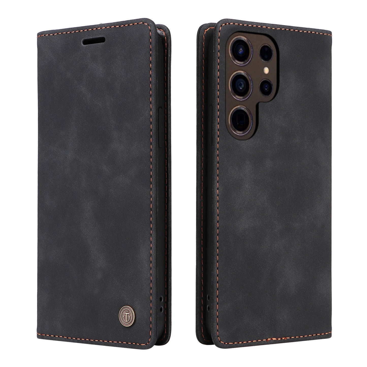 Ultradünne Leder-Handyhülle mit Flip-Design – Kompatibel mit Samsung Galaxy S25, S24, S23, S22 Ultra, S21, S20+, S10, Note 20 5G