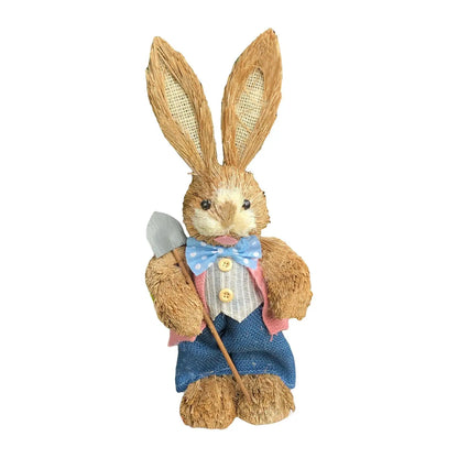 Niedlicher Osterhase aus Stroh – Dekofigur für Haus und Garten, stehender Osterhase 35 cm
