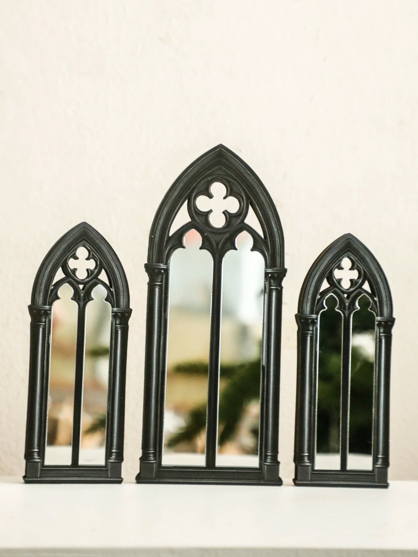 Gothic Fensterbogen Spiegel 3 Stück – Stilvolle Vintage Deko für Tisch, Regal & Home Interior