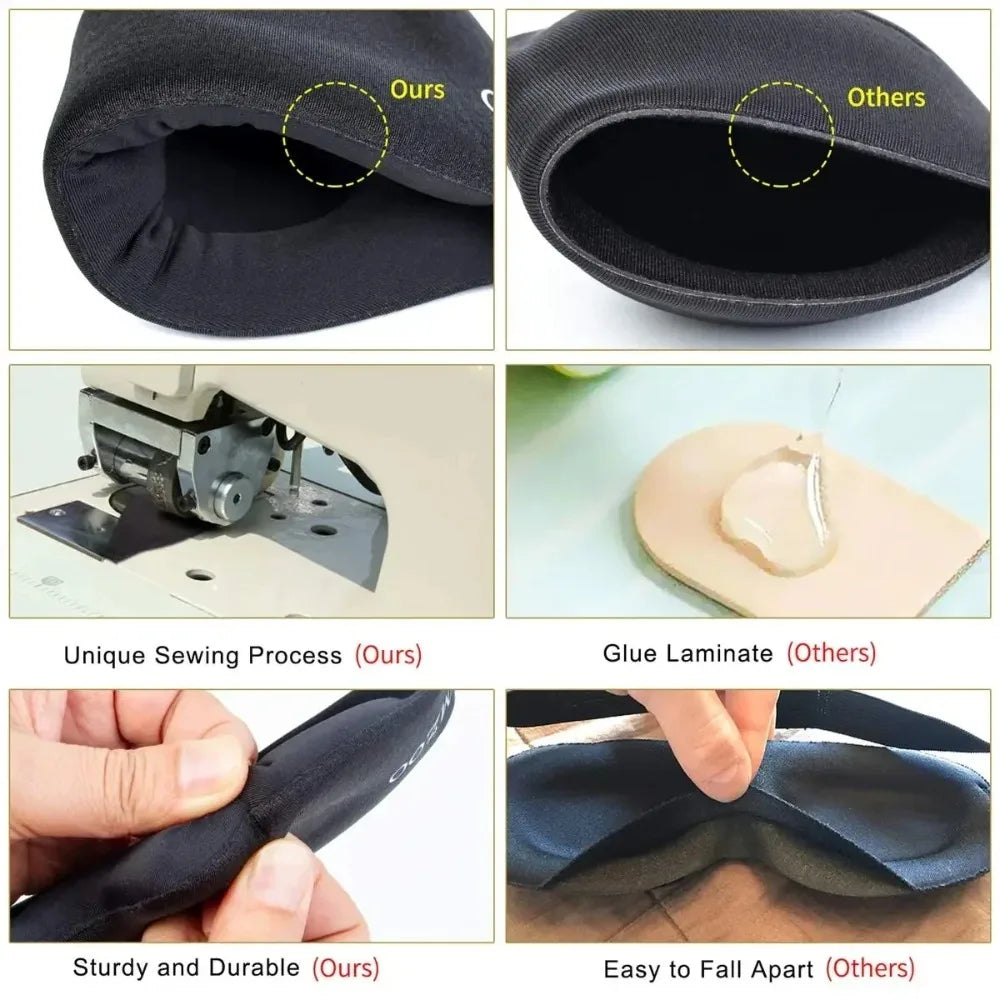 3D-Augenmaske mit verstellbarem Band – Schlafmaske für Damen und Herren, atmungsaktiv, Farbe: Schwarz