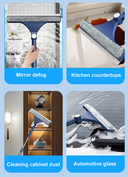 Fensterreiniger doppelseitig mit Teleskopgriff – Glaswischer für Haushalt und Auto