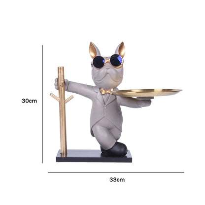 Französische Bulldogge Dekofigur mit Ablageschale – Schlüssel- & Schmuckhalter