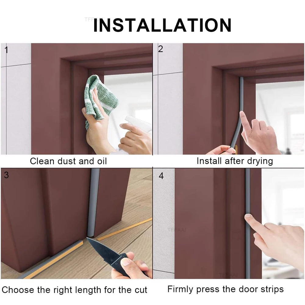 Selbstklebende Tür- & Fensterdichtung 5 m/10 m – Gummi-Wetterstreifen gegen Zugluft & Lärm