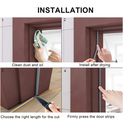 Selbstklebende Tür- & Fensterdichtung 5 m/10 m – Gummi-Wetterstreifen gegen Zugluft & Lärm