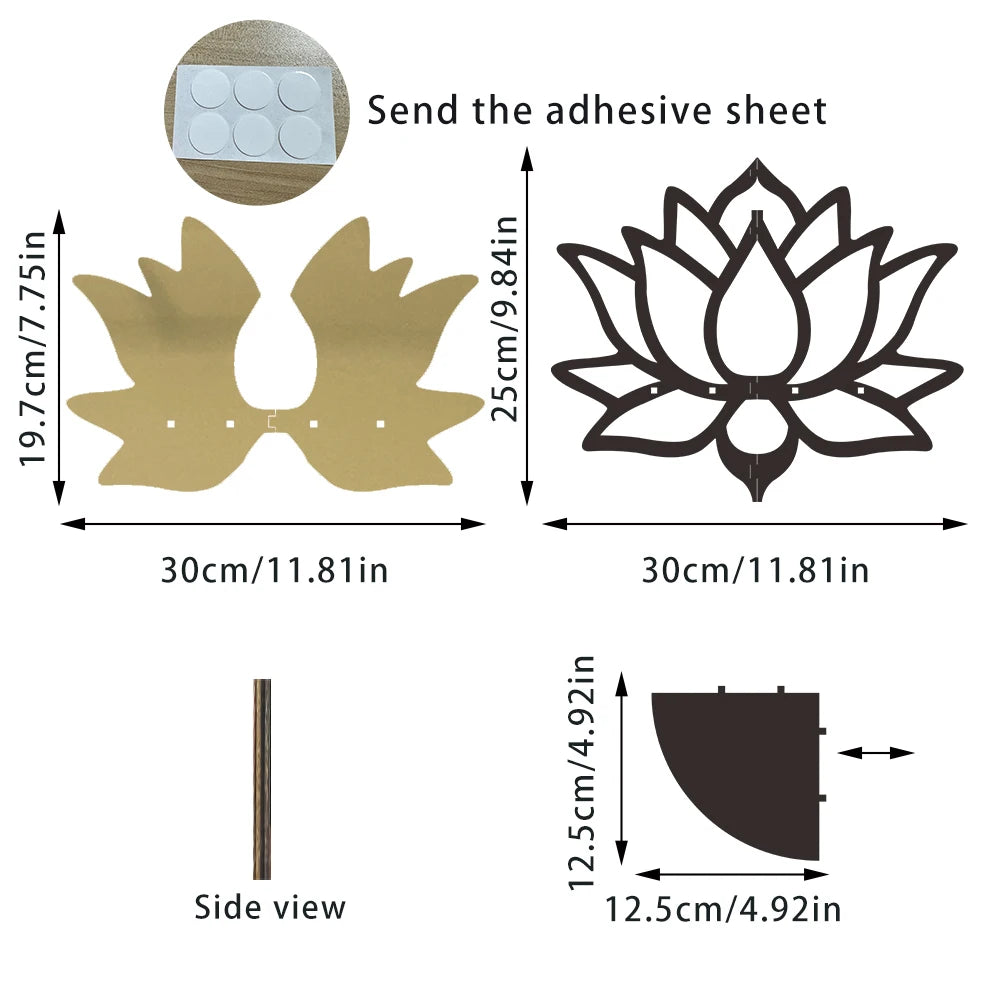 Lotus Wandregal aus Holz mit Spiegel – Dekorative Ablage für Kerzen & Duftöle