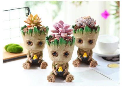 Miniatur Dekofigur 5 cm, Cartoon Baum-Männchen Desktop Ornament, Handgefertigte Büro- und Wohnraumdekoration