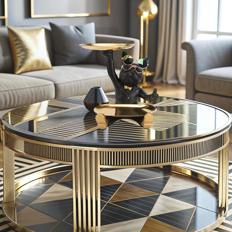 Französische Bulldogge Dekofigur mit Ablageschale – Moderne Schlüssel- & Schmuckablage