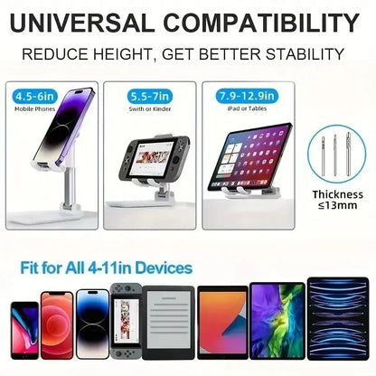 Universal-Handy- und Tablet-Ständer für Desktop – Verstellbar, kompatibel mit iPhone, iPad, Xiaomi