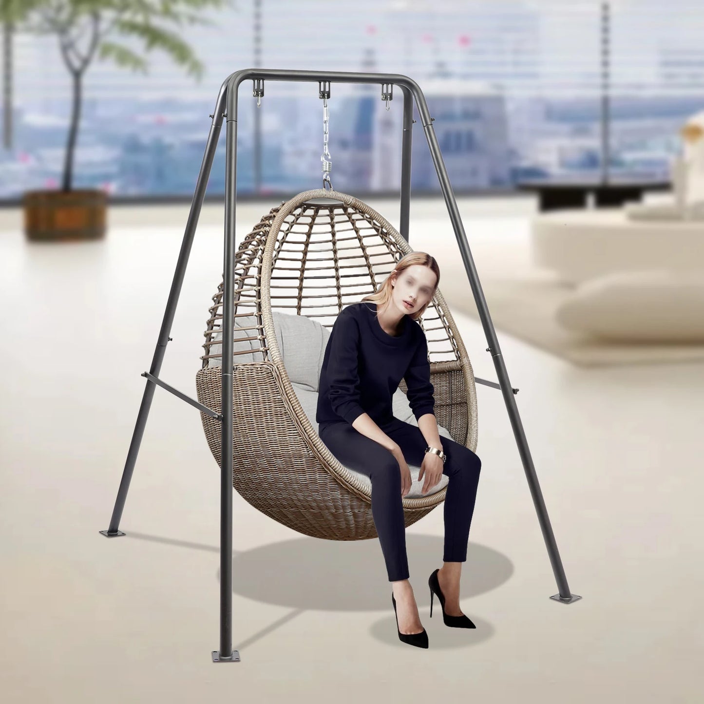 Hängesessel Gestell aus Metall – A-Frame Ständer mit 3 Aufhängepunkten für Indoor & Outdoor