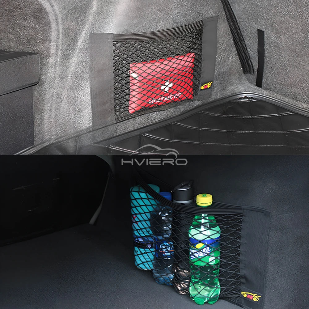 Kofferraum Netz Organizer – Elastische Auto Aufbewahrungstasche mit Klett, universell einsetzbar