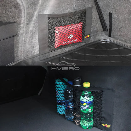 Kofferraum Netz Organizer – Elastische Auto Aufbewahrungstasche mit Klett, universell einsetzbar