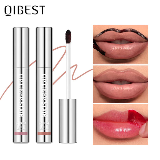 QIBEST Peel-Off Lipliner & Lipgloss – Wasserfest, Langanhaltend, Matte Lip Tint, Braune Kontur, Einfach Abziehbar, Perfektes Lip Tattoo