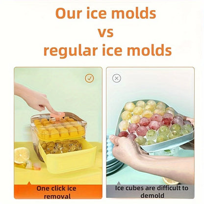 Eiswürfelform Handpressen 50-Fach – Doppellagiges Design, Kein Strom, Küchenutensil für Kühlschränke
