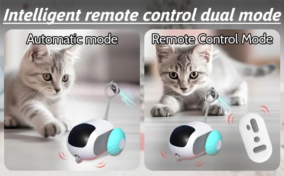 Automatischer Katzen-Spielball mit Bewegungssensor – Interaktives Katzenspielzeug mit Plüschschwanz (wiederaufladbar)