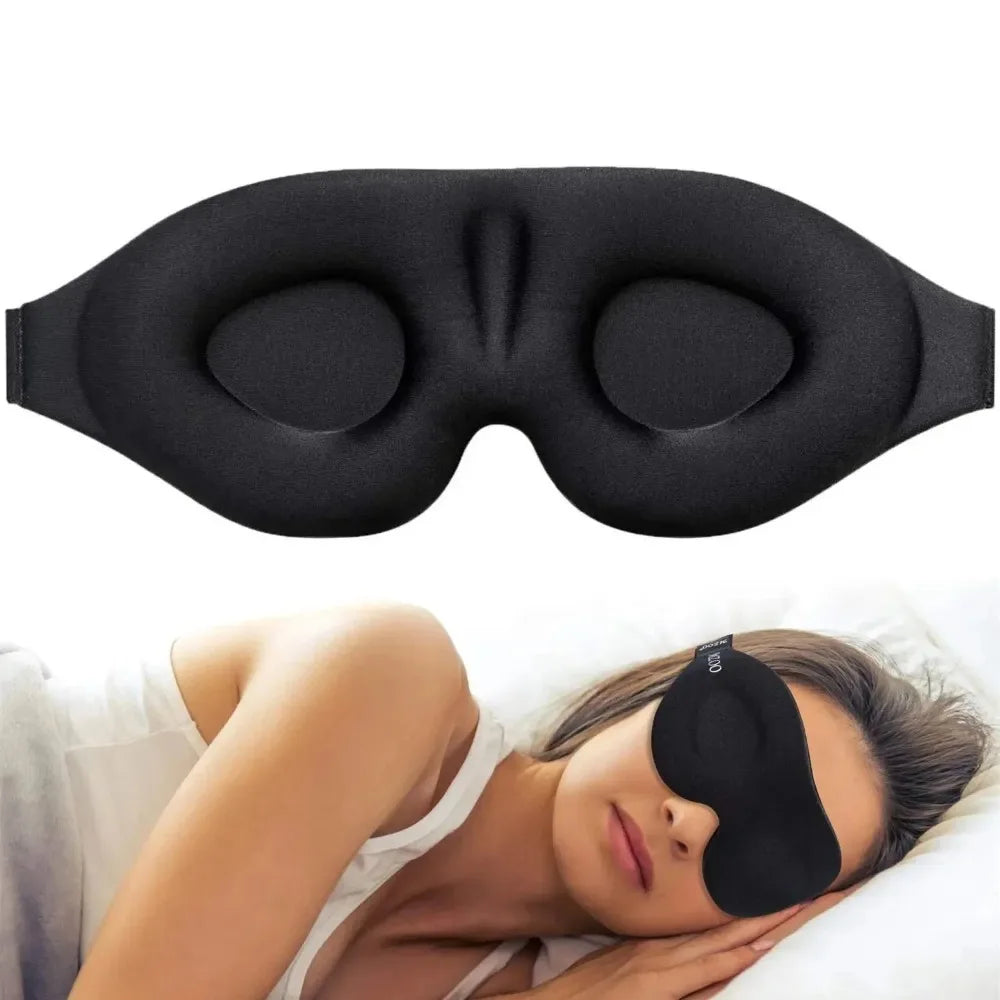 3D-Augenmaske mit verstellbarem Band – Schlafmaske für Damen und Herren, atmungsaktiv, Farbe: Schwarz