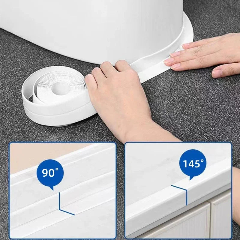 Wasser- & Ölresistentes PVC Dichtband – Selbstklebend, Küchen- & Badezimmerecken, 1 m / 2 m / 3,2 m