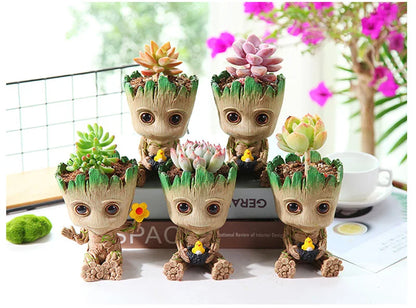 Miniatur Dekofigur 5 cm, Cartoon Baum-Männchen Desktop Ornament, Handgefertigte Büro- und Wohnraumdekoration