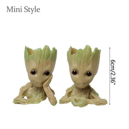 Miniatur Dekofigur 5 cm, Cartoon Baum-Männchen Desktop Ornament, Handgefertigte Büro- und Wohnraumdekoration