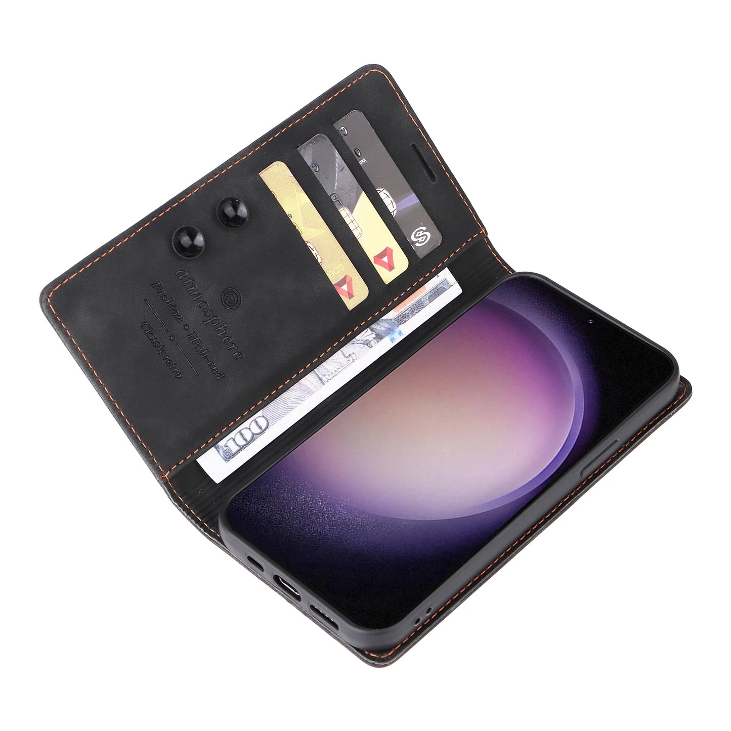 Ultradünne Leder-Handyhülle mit Flip-Design – Kompatibel mit Samsung Galaxy S25, S24, S23, S22 Ultra, S21, S20+, S10, Note 20 5G