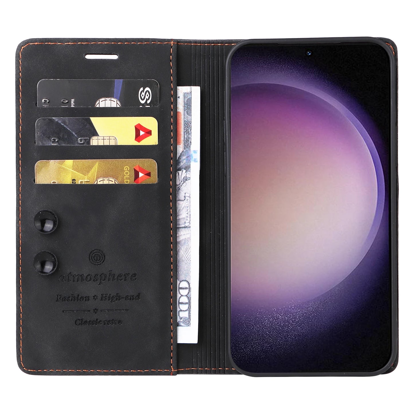 Ultradünne Leder-Handyhülle mit Flip-Design – Kompatibel mit Samsung Galaxy S25, S24, S23, S22 Ultra, S21, S20+, S10, Note 20 5G