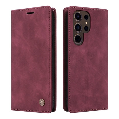 Ultradünne Leder-Handyhülle mit Flip-Design – Kompatibel mit Samsung Galaxy S25, S24, S23, S22 Ultra, S21, S20+, S10, Note 20 5G