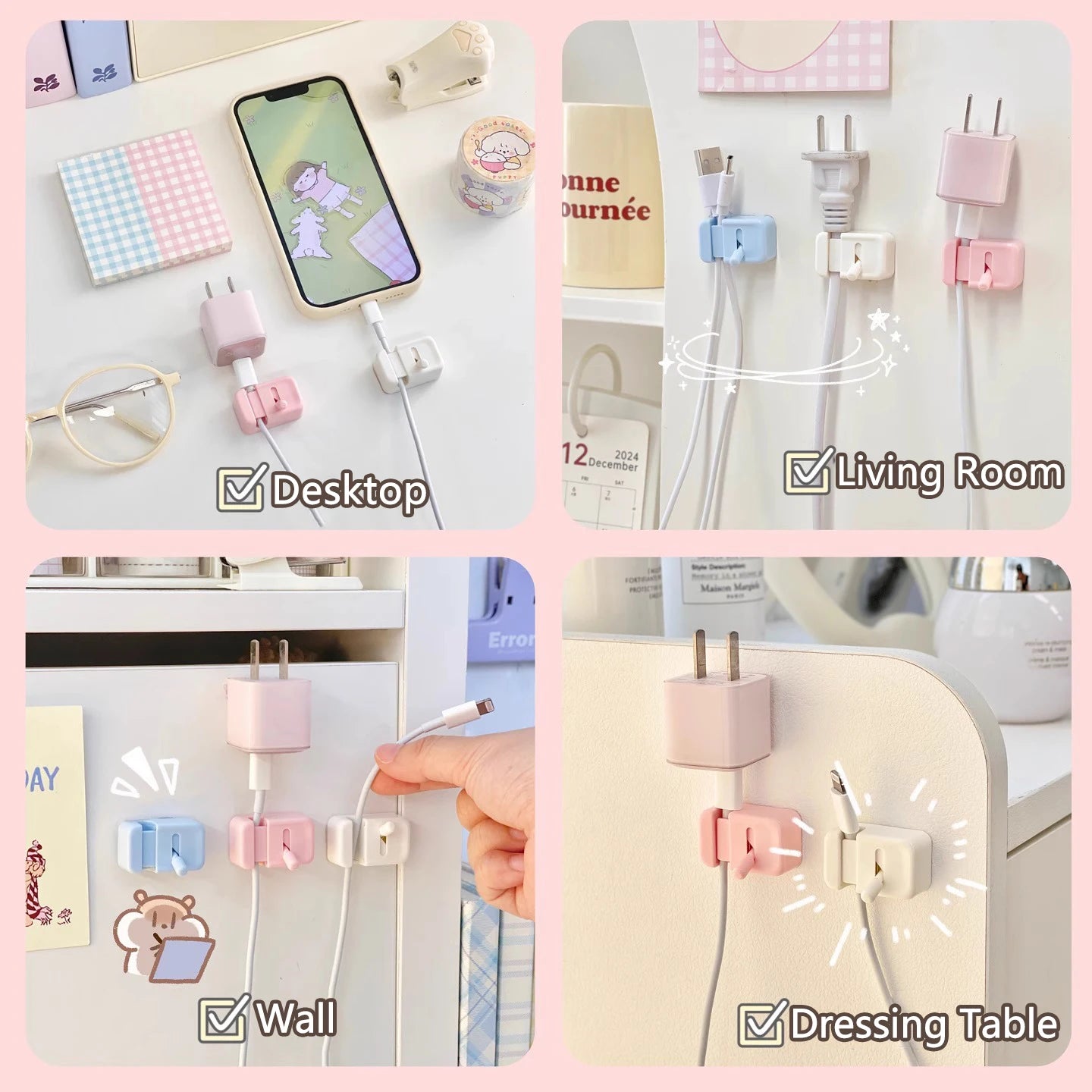 Kabel-Management-Clip für den Schreibtisch – Selbstklebender Kabelhalter für USB- und Datenkabel, einfache Montage am Tischrand