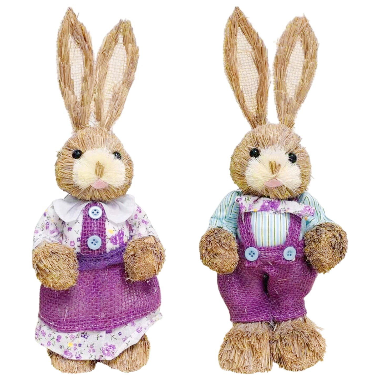 Niedlicher Osterhase aus Stroh – Dekofigur für Haus und Garten, stehender Osterhase 35 cm