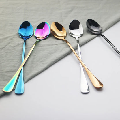 4er Set Edelstahl-Löffel mit langem Griff – Dessert-, Eis-, Kaffee- & Rührlöffel, Party- und Tischbesteck