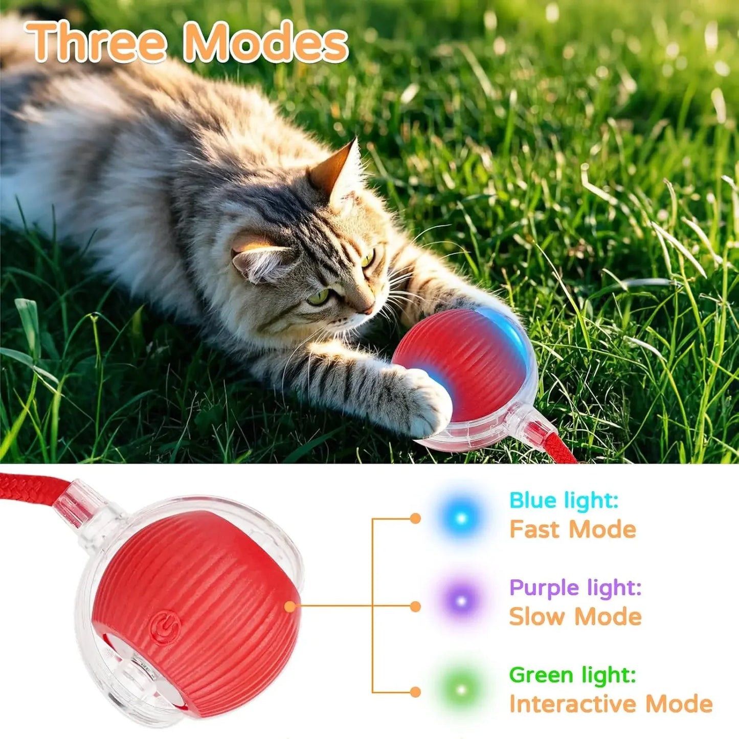 🐾 Intelligenter Interaktiver Spielball für Hunde & Katzen – Automatisch rollend mit Schwanz, wiederaufladbares elektrisches Haustierspielzeug mit Bewegungs- & Maus-Simulation