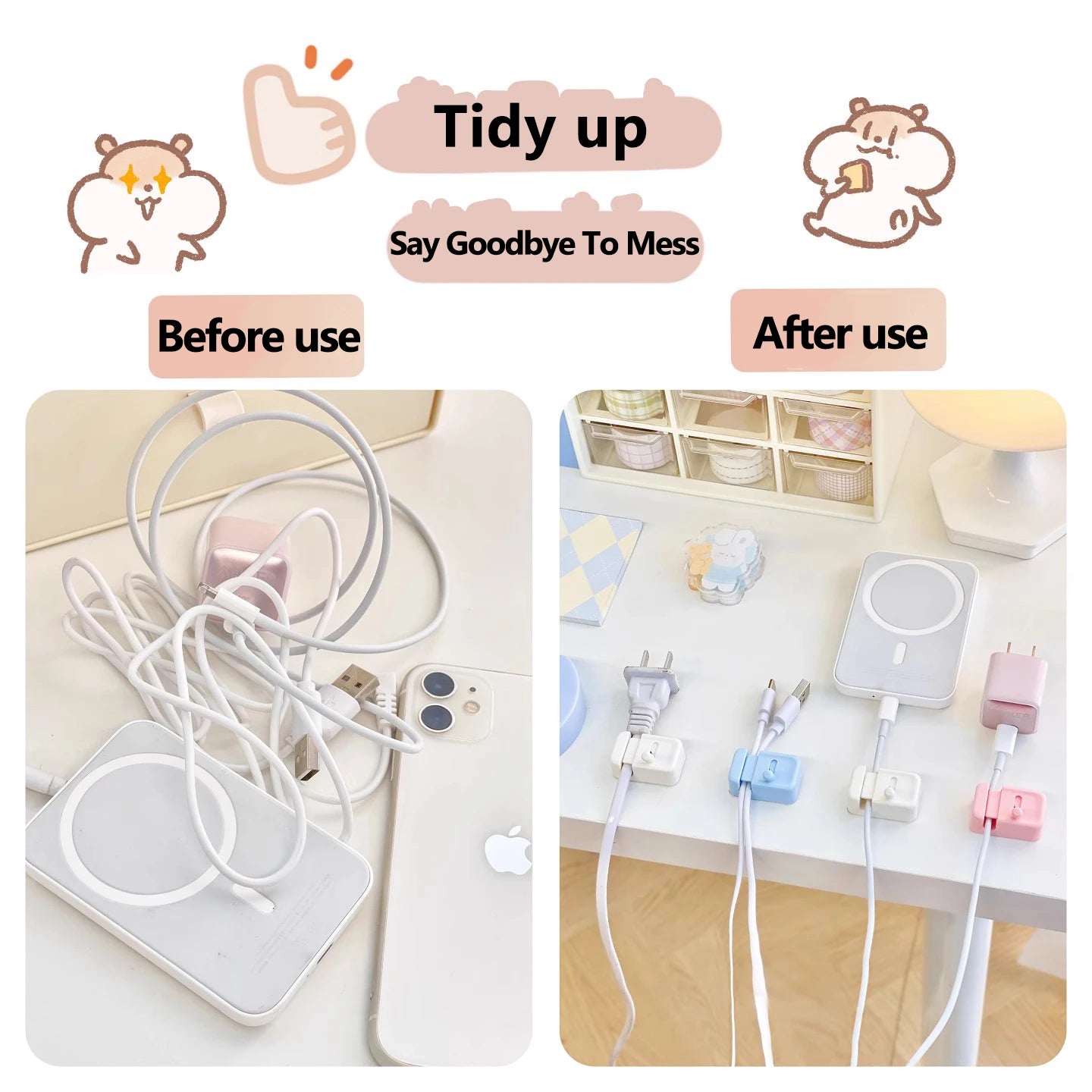 Kabel-Management-Clip für den Schreibtisch – Selbstklebender Kabelhalter für USB- und Datenkabel, einfache Montage am Tischrand