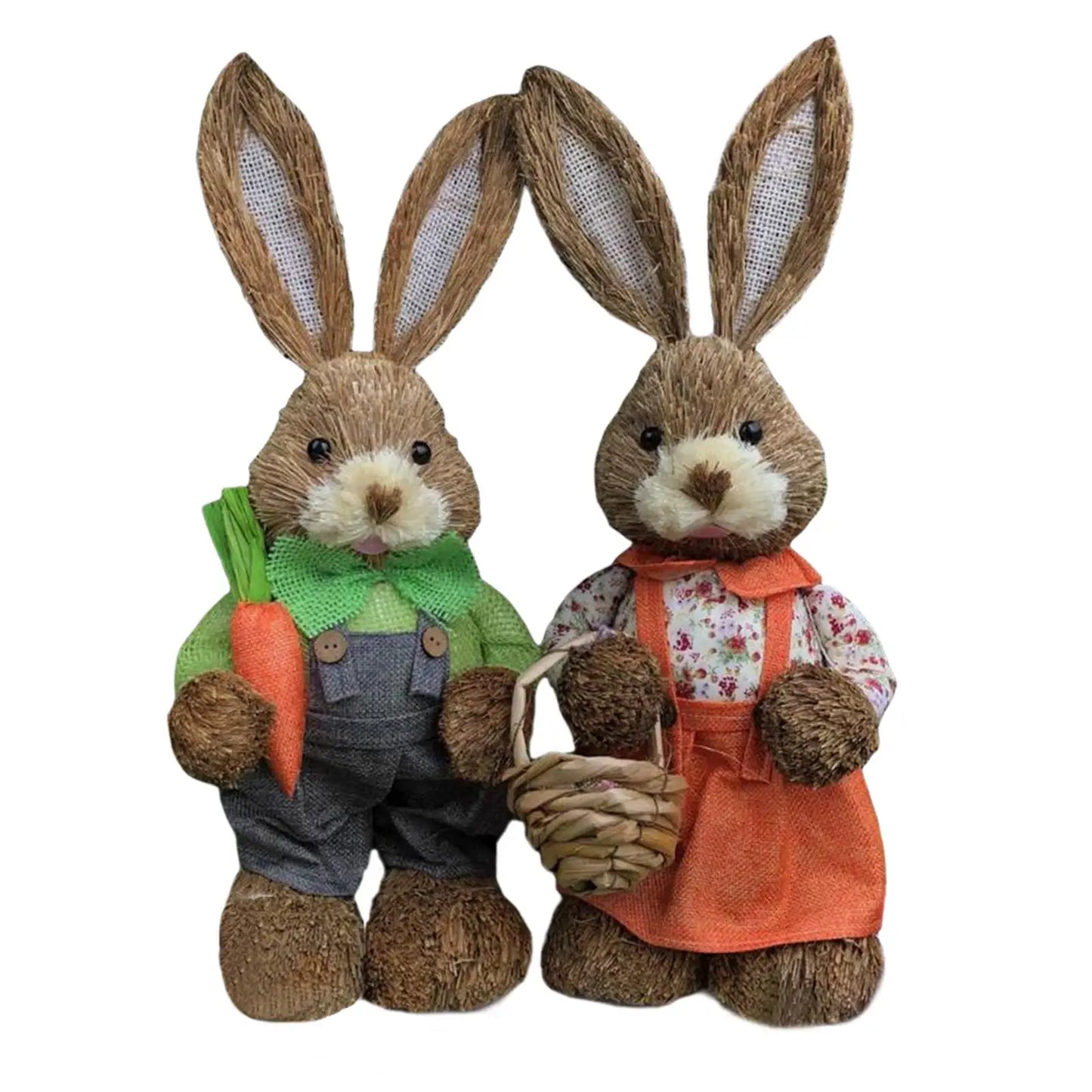 Niedlicher Osterhase aus Stroh – Dekofigur für Haus und Garten, stehender Osterhase 35 cm