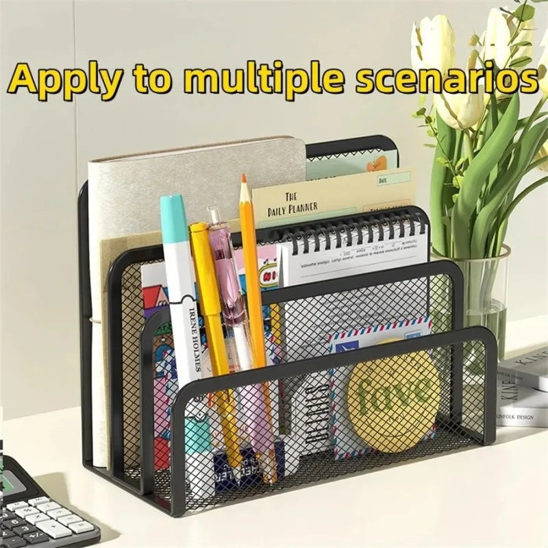 Metall Mesh Schreibtisch Organizer 3-fach – Dokumentenhalter für Büro, Papier und Magazine