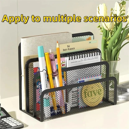 Metall Mesh Schreibtisch Organizer 3-fach – Dokumentenhalter für Büro, Papier und Magazine