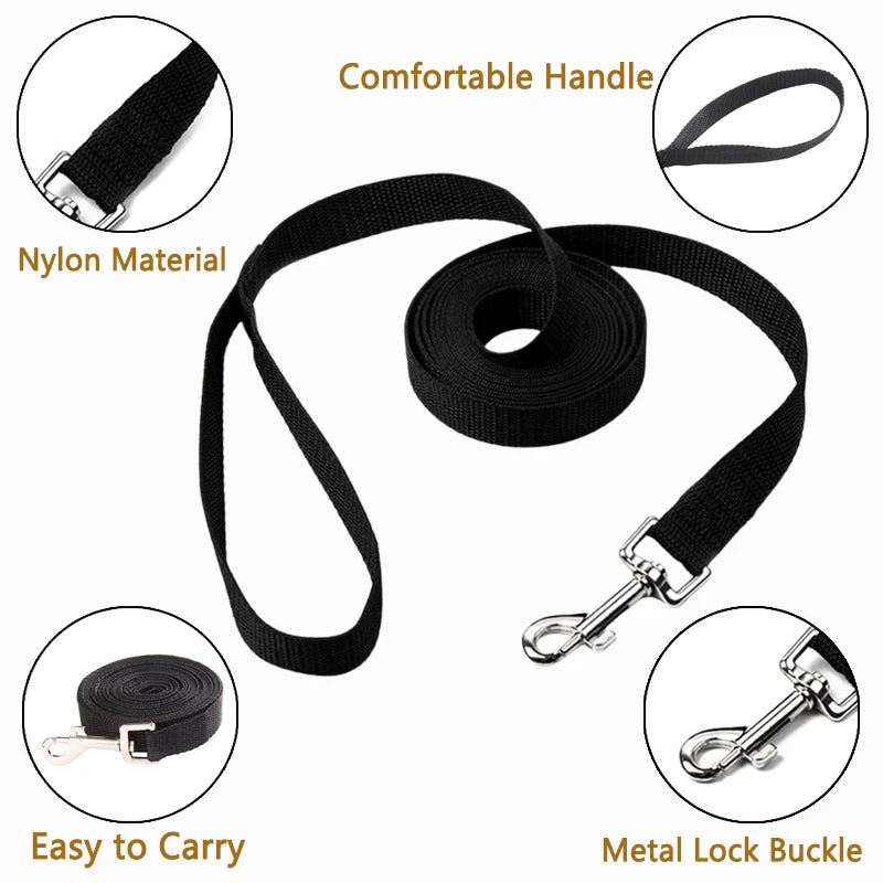 Nylon-Trainingsleine für Hunde – 10 m / 15 m / 20 m / 30 m / 50 m Hundeleine für kleine & große Hunde, Welpen, Outdoor-Spaziergänge