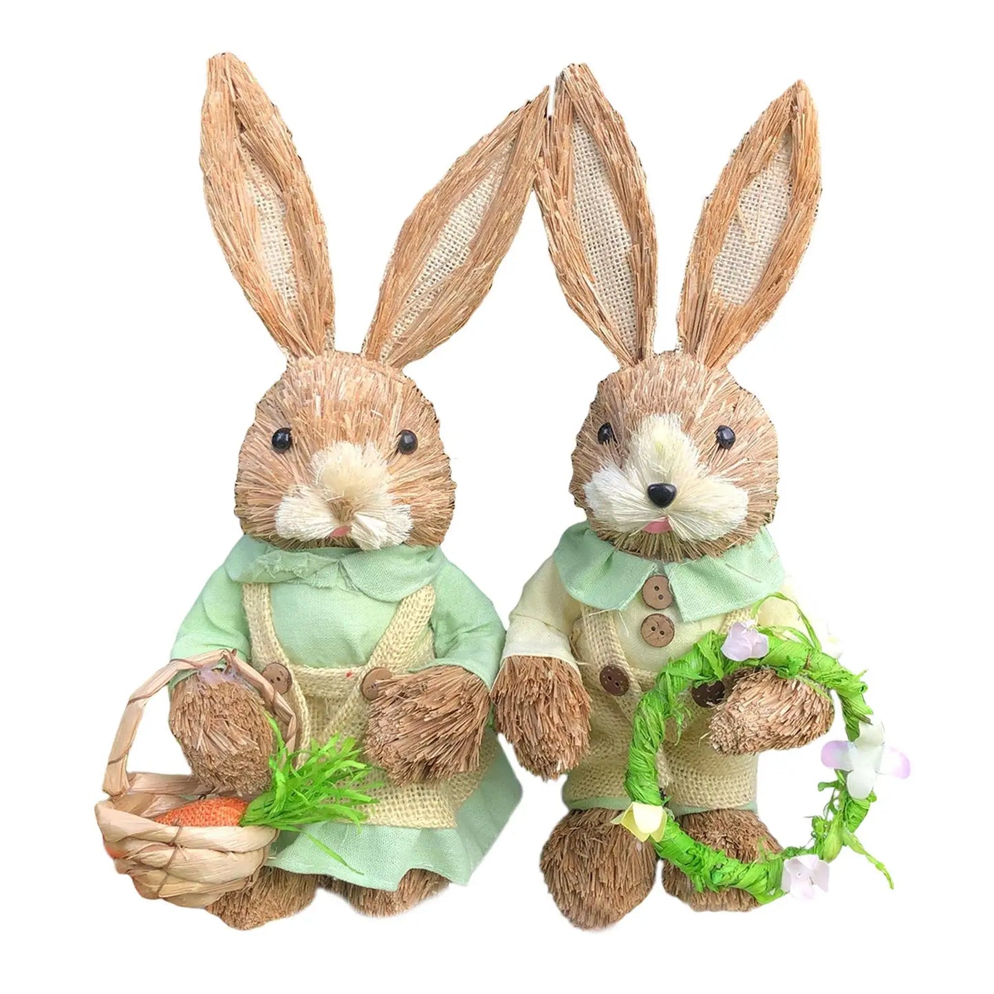 Niedlicher Osterhase aus Stroh – Dekofigur für Haus und Garten, stehender Osterhase 35 cm