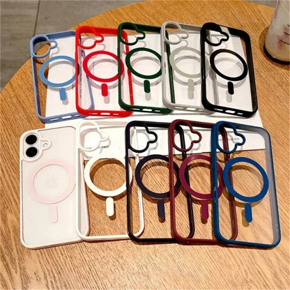 Transparente Smartphone-Hülle aus Acryl – Magnetische Schutzhülle kompatibel mit iPhone 11–16, kabelloses Laden möglich