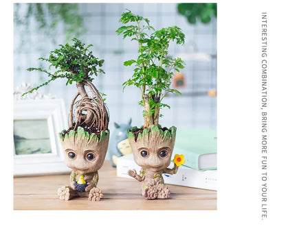 Miniatur Dekofigur 5 cm, Cartoon Baum-Männchen Desktop Ornament, Handgefertigte Büro- und Wohnraumdekoration