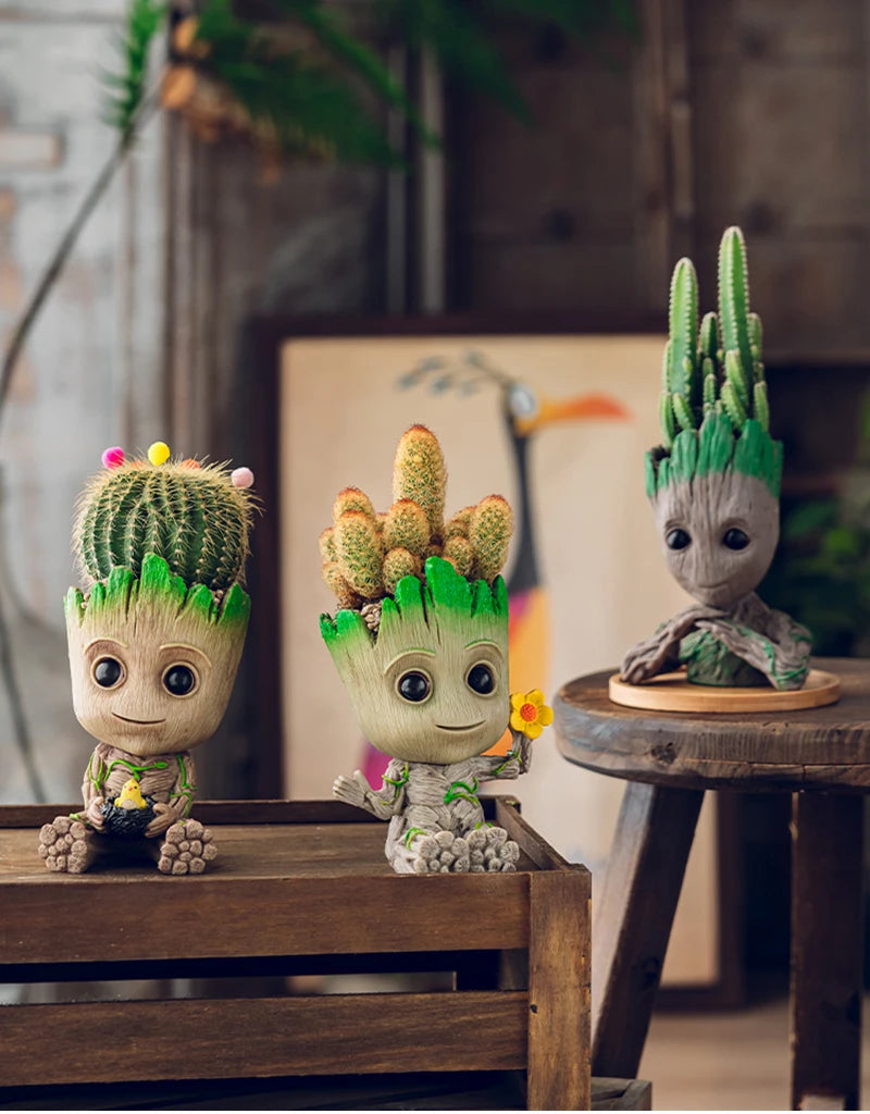 Miniatur Dekofigur 5 cm, Cartoon Baum-Männchen Desktop Ornament, Handgefertigte Büro- und Wohnraumdekoration