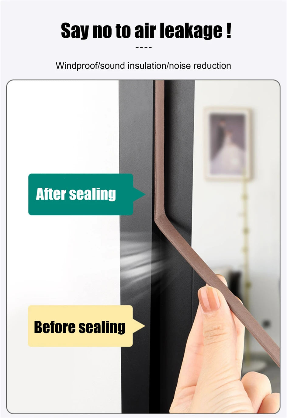 Selbstklebende Tür- & Fensterdichtung 5 m/10 m – Gummi-Wetterstreifen gegen Zugluft & Lärm
