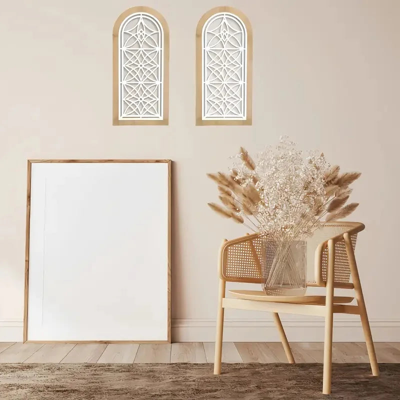 2er Set Bogen-Wanddeko aus Holz – Vintage Landhaus Wandkunst für stilvolles Zuhause