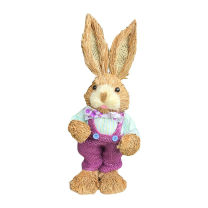 Niedlicher Osterhase aus Stroh – Dekofigur für Haus und Garten, stehender Osterhase 35 cm