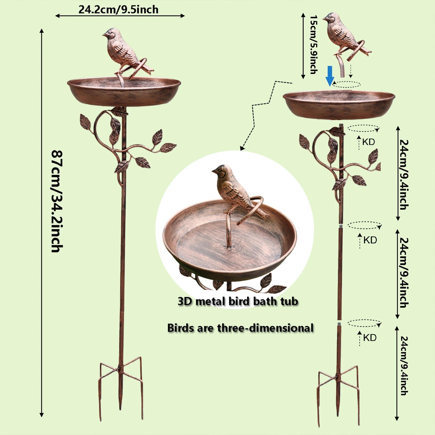 Vintage Vogeltränke Garten – Stand Vogelbad aus Eisen für Outdoor Dekoration