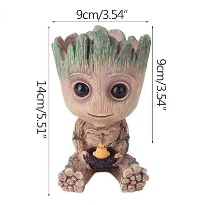 Miniatur Dekofigur 5 cm, Cartoon Baum-Männchen Desktop Ornament, Handgefertigte Büro- und Wohnraumdekoration
