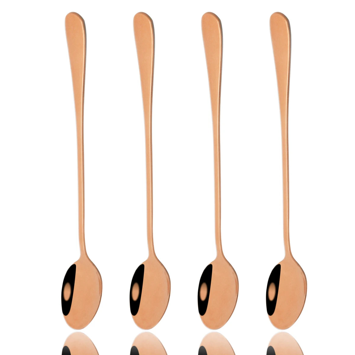 4er Set Edelstahl-Löffel mit langem Griff – Dessert-, Eis-, Kaffee- & Rührlöffel, Party- und Tischbesteck