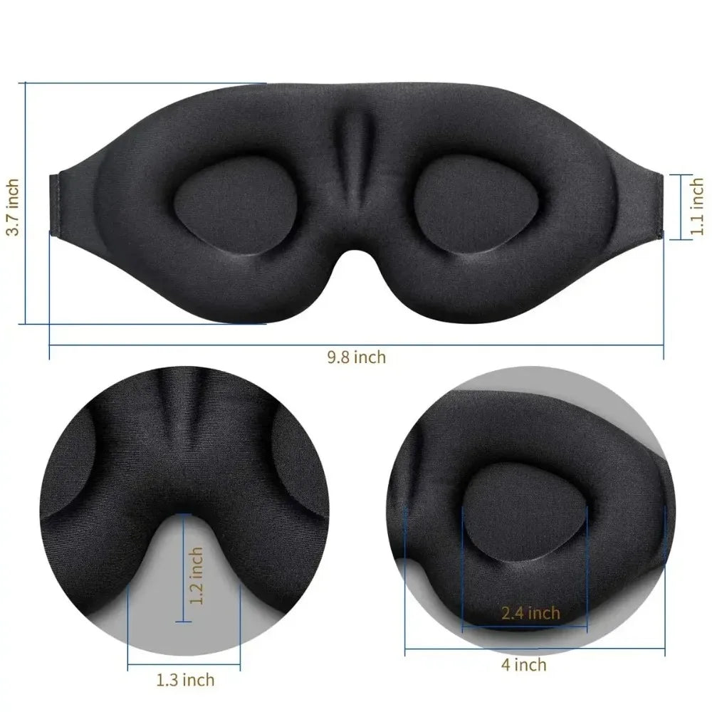3D-Augenmaske mit verstellbarem Band – Schlafmaske für Damen und Herren, atmungsaktiv, Farbe: Schwarz