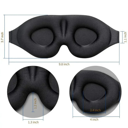 3D-Augenmaske mit verstellbarem Band – Schlafmaske für Damen und Herren, atmungsaktiv, Farbe: Schwarz