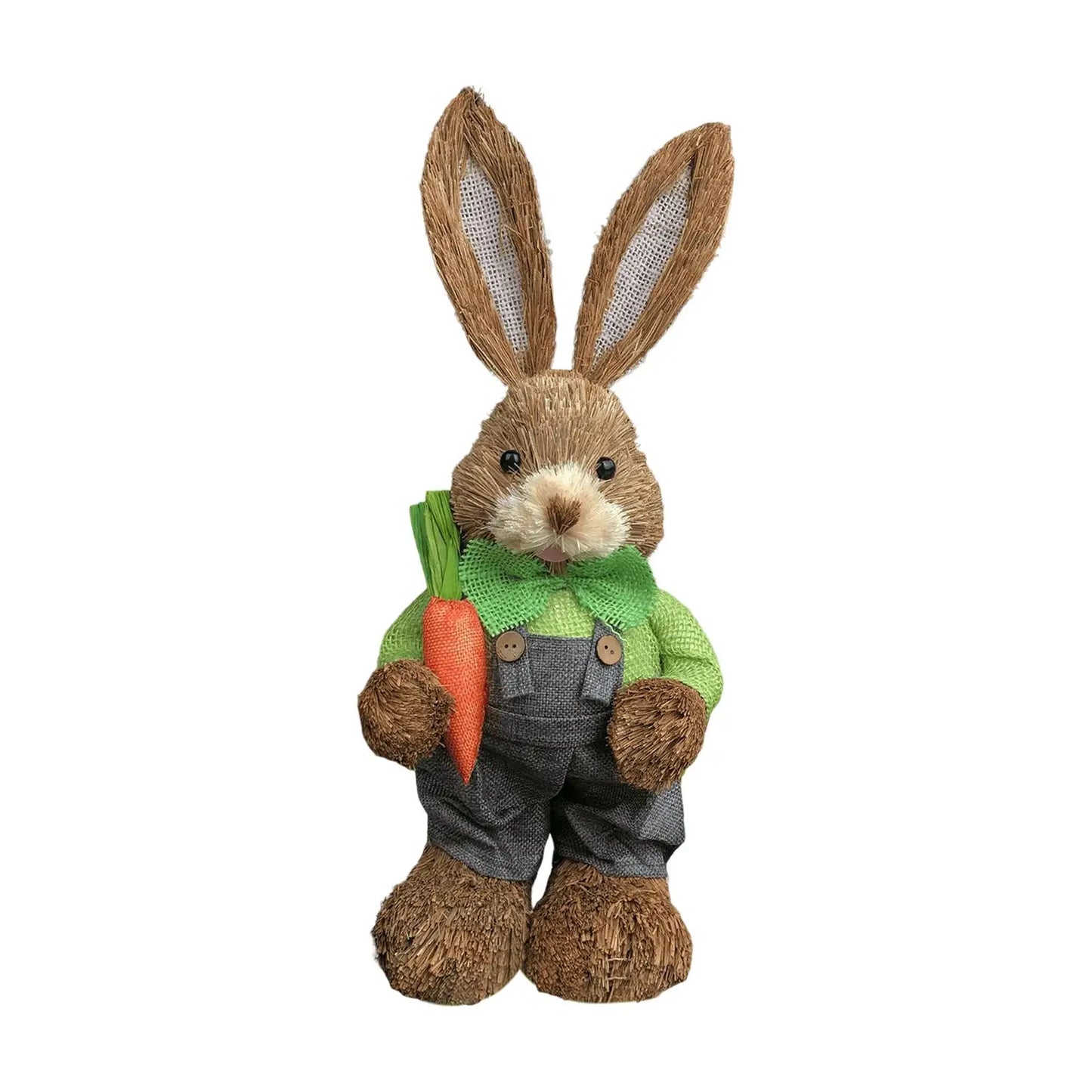 Niedlicher Osterhase aus Stroh – Dekofigur für Haus und Garten, stehender Osterhase 35 cm