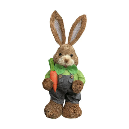 Niedlicher Osterhase aus Stroh – Dekofigur für Haus und Garten, stehender Osterhase 35 cm