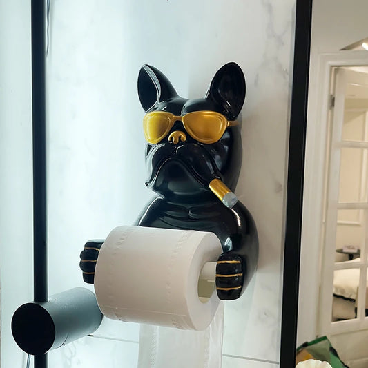 Französische Bulldogge Toilettenpapierhalter – Wandmontage ohne Bohren